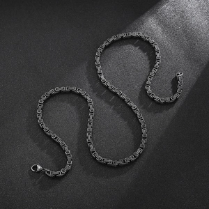 Retro black stainless steel link chain necklace for men with industrial design style