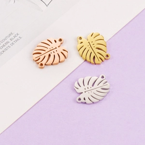 Monstera Leaf Connector Charms 304 Stainless Steel Mirror Polished Double Holes For DIY Jewelry Making Findings