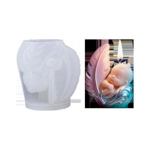 3D siliconen mal slapende baby in verenvleugels voor handgemaakte kaarsen