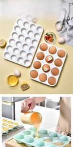 Close-up of 24-cup silicone muffin pan for baking mini cupcakes with fresh ingredients