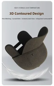 Detail of dark brown winter hat with 3D tailoring, ear protection and thermal fabric