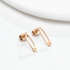 Orecchini A Lobo A Spilla Da Balia Acciaio Inossidabile Placcato Oro 18K Geometrico Minimalista Gioielli Per Donna