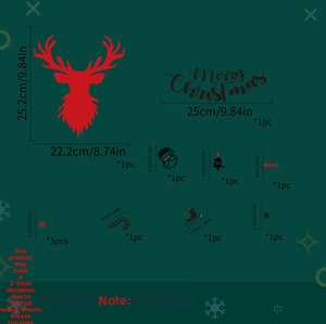 Detailed size specifications for Nordic elk wall decals including reindeer and Christmas icons