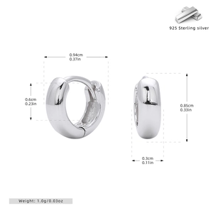 Detailed size specifications of 925 sterling silver hoop earrings with precise dimensions