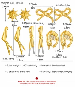 Spécifications de taille et de poids pour boucles d'oreilles nœud en acier doré