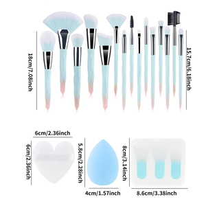 15-piece diamond gradient makeup brush set with sponges and silicone cleaning mat