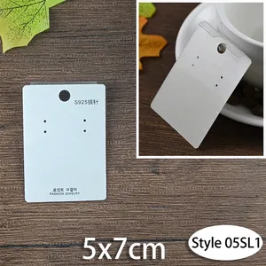 Close-up of 5x7cm silver-gray brushed texture earring display card with S925 print