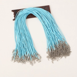 Light blue braided necklace cords with silver lobster clasps and extension chains bundle