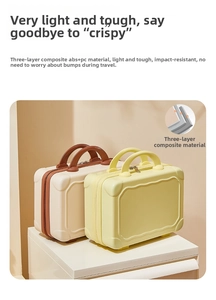 Detail showing durable three-layer composite ABS and PC material of portable vanity case