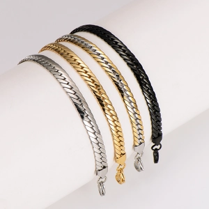 Stainless Steel Curb Chain Necklace And Bracelet 18K Gold Plated 304 Polished Link Jewelry Hip Hop Punk For Men