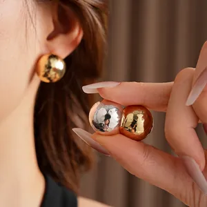 Luxury oversized hammered metal ball earrings in gold and silver finish for women