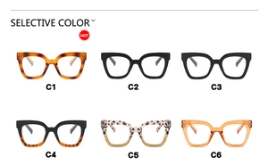 Selection of cat eye glasses frames in multiple colors like tortoiseshell and clear amber