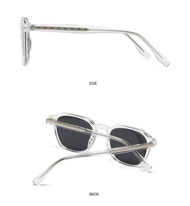 Macro detail of transparent frame with vintage engraved metal core on temples