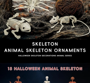 Detailed close-up of realistic animal skeleton models for Halloween party decor