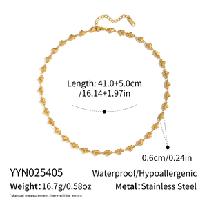 Detailed size specifications for gold stainless steel heart moon chain necklace