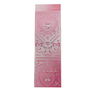 Y2K pink heart and pearl chain decorative stickers for DIY Korean style scrapbooking