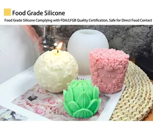 Moldes de silicona alimentaria para velas artesanales con relieves de flores