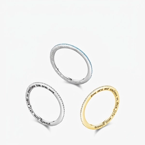 S925 Sterling Silver Inlaid Rhinestone Thin Band Ring For Women Minimalist Letter Engraved Geometric Finger Ring Fashion Jewelry