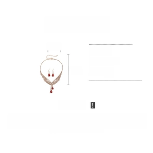 Detail specifications for two-piece jewelry set featuring water drop rhinestone pendant