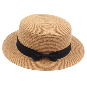 Chapeau canotier classique pour femme avec ruban noir pour protection solaire