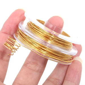 Thin gold stainless steel jewelry wire on spool for DIY handcrafted beading projects