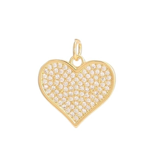 14K gold faceted heart pendant necklace with shimmering multicolored zircon crystals