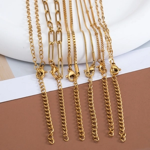 Adjustable 45cm gold titanium steel necklace chains with lobster clasp for DIY jewelry