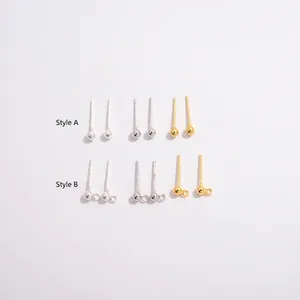 Orecchini a perno a sfera in argento sterling S925 argento e oro con anello chiuso