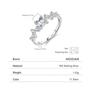 S925 sterling silver emerald cut cubic zirconia ring with side accent diamonds