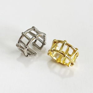 Minimalist S925 sterling silver hollow geometric open rings in gold and silver finish