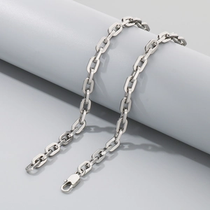 Professional 7/9mm stainless steel square link chain necklace with lobster clasp