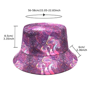 Mushroom pattern bucket hat with size measurements 56-58cm circumference