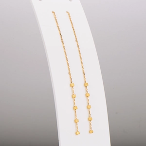 Stainless Steel Long Tassel Earrings 18K Gold Plated Minimalist Square Cube Beads Chain Drop Ear Line For Women