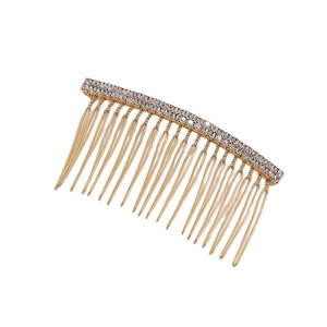 Elegant gold finish hair comb with sparkling rhinestones for bridal hair accessories