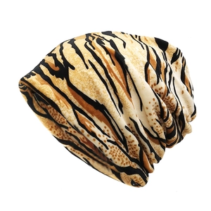 Tiger Camo Print Flannel Beanie Pullover Hat And Scarf Outdoor Windproof Warm Headwear For Men Women