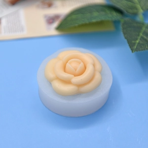 White silicone rose flower mold for DIY cake baking and candle making decoration