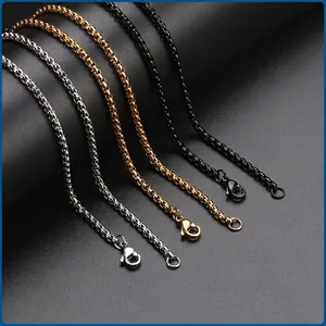 Stainless Steel Box Chain Necklace High Polished Hip Hop Punk Style Versatile Accessory For Men Women