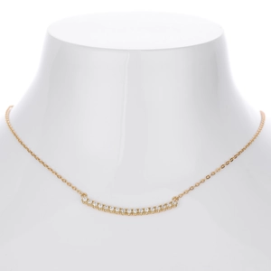 Élégant collier en argent S925 doré avec pendentif sourire serti de zircons brillants