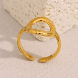 Anello aperto minimalista in acciaio inossidabile placcato oro 18K con cerchio geometrico