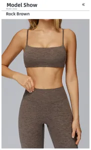 Dettaglio del reggiseno sportivo spazzolato Marrone Roccia con spalline doppie e schiena