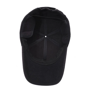 Men's winter thick baseball cap in black with fold-down ear flaps for cold protection