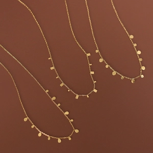 Minimalist Titanium Steel Geometric Necklace Gold Plated Round Square Teardrop Butterfly Pendant Clavicle Chain For Women