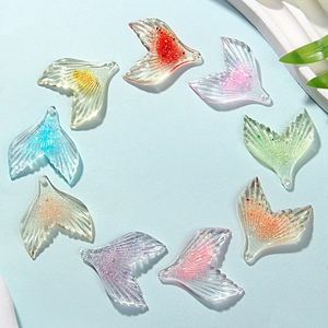 Mermaid Tail Pendants Glitter Resin DIY Jewelry Accessories For Kids Necklaces Bracelets Cute Transparent Charms