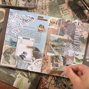 Vintage scrapbook stationery gift set with retro stickers and collage material kit