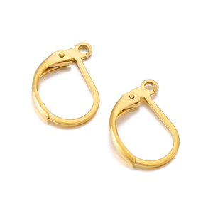 Polished gold-plated stainless steel leverback earring hooks for jewelry making