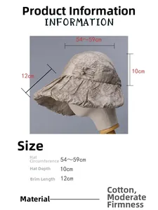 Size guide for wide brim sun hat with 12cm brim length and 54-59cm circumference
