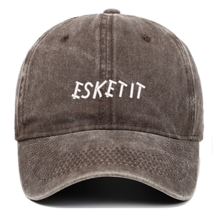 Vintage washed cotton baseball cap with ESKETIT embroidery in dark charcoal gray