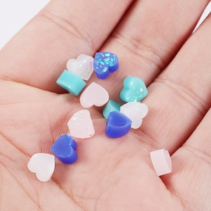 Heart-shaped resin opal charms in mixed colors for DIY jewelry and nail art