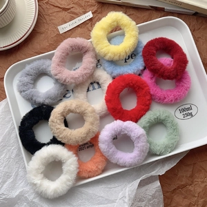 Plush Scrunchies Soft Faux Fur Hair Ties High Elasticity Solid Color Winter Autumn Headwear For Women Girls
