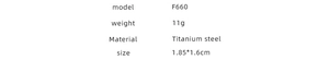 Detailed specification list for titanium steel C-shape earrings showing size and weight